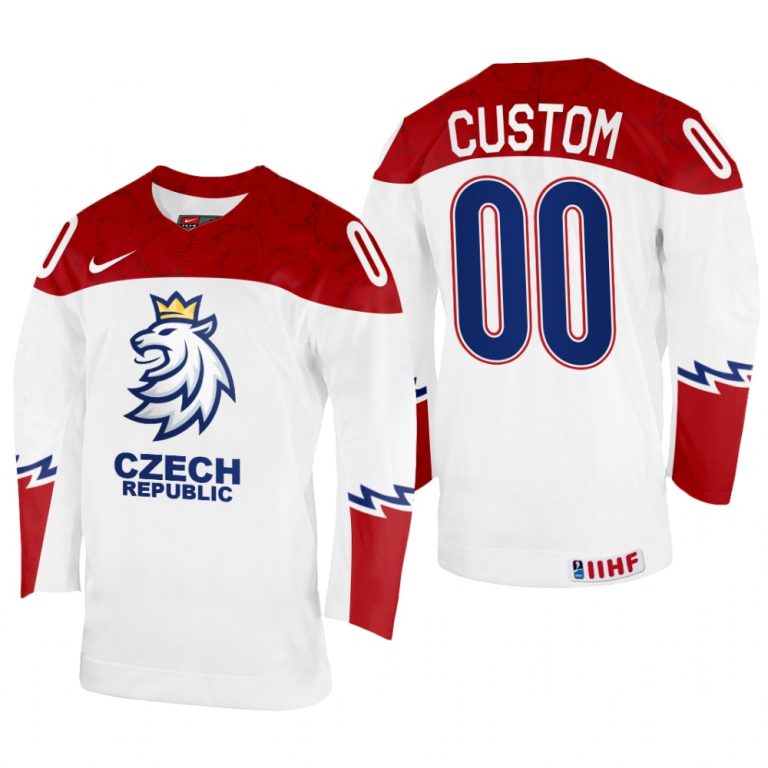 Men Czechia Hockey Custom 2022 IIHF World Championship White #00 Jersey Home