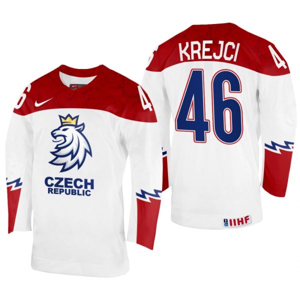 Men Czechia Hockey David Krejci 2022 IIHF World Championship White #46 Jersey Home