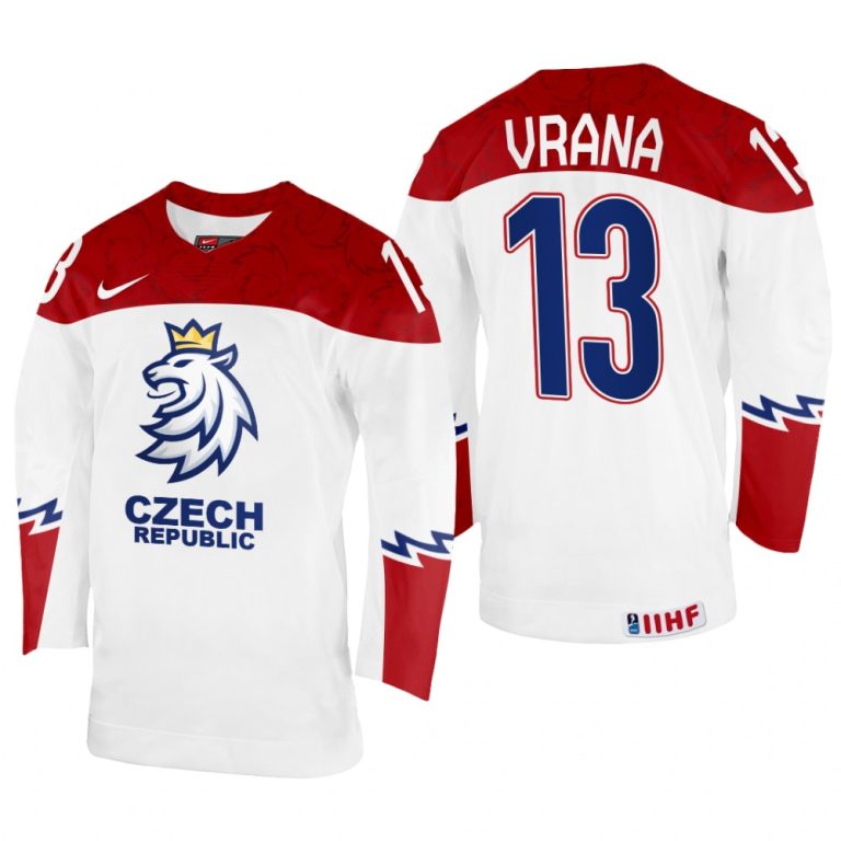 Men Czechia Hockey Jakub Vrana 2022 IIHF World Championship White #13 Jersey Home