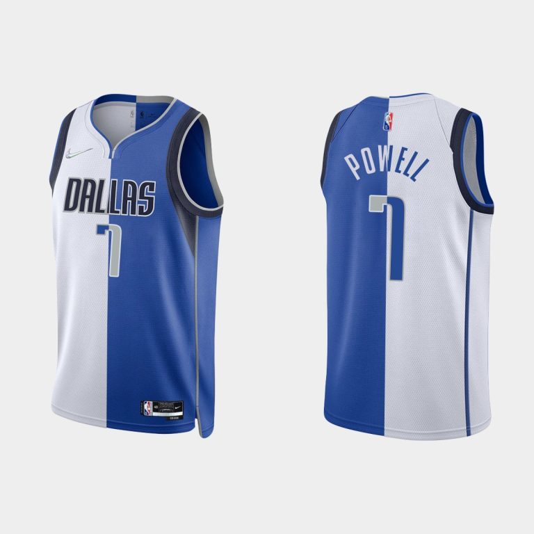 Men Dallas Mavericks #7 Dwight Powell Split Edition 75th Royal White Jersey