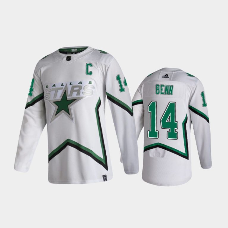 Men Dallas Stars Jamie Benn #14 Reverse Retro 2020-21 White Jersey