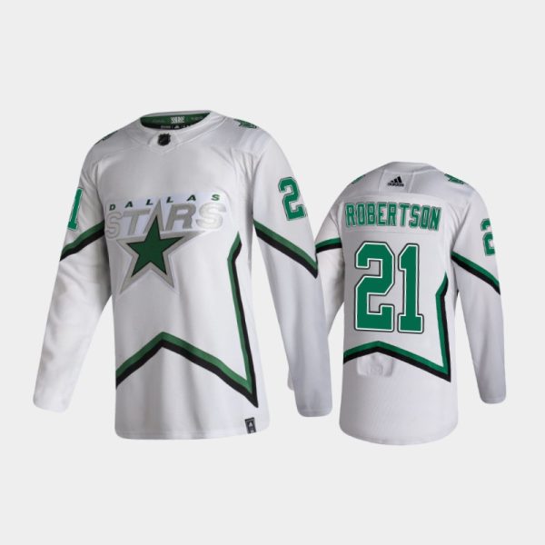 Men Dallas Stars Jason Robertson #21 Reverse Retro 2021 White Jersey