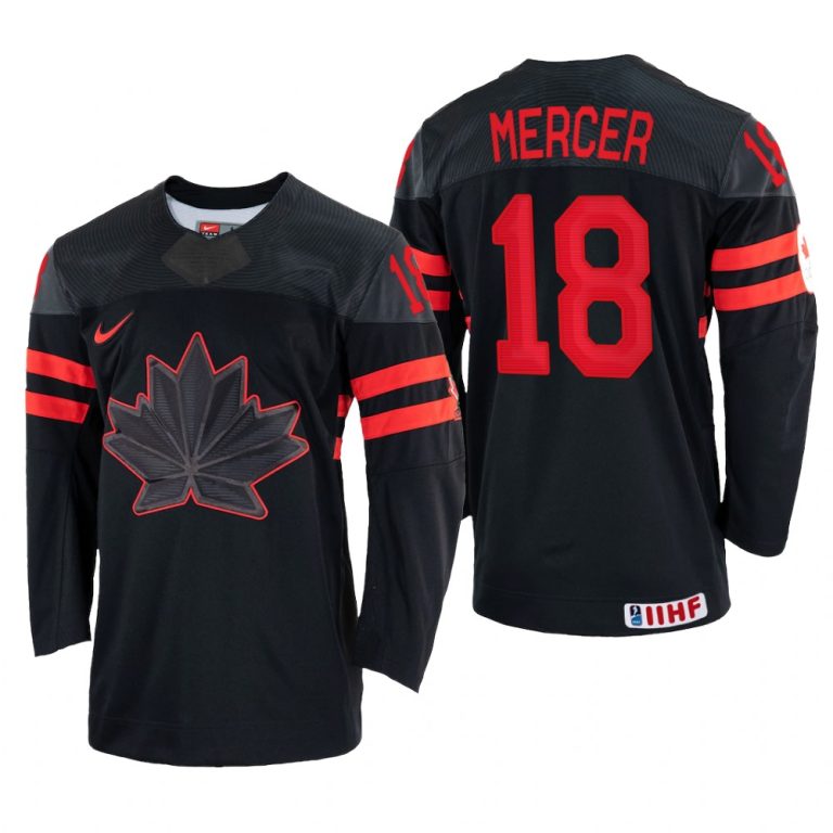 Men Dawson Mercer Canada Hockey Black Replica Jersey 2022 IIHF World Championship