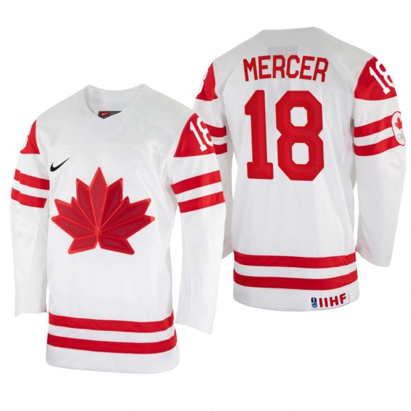 Men Dawson Mercer Canada Hockey White Home Jersey 2022 IIHF World Championship