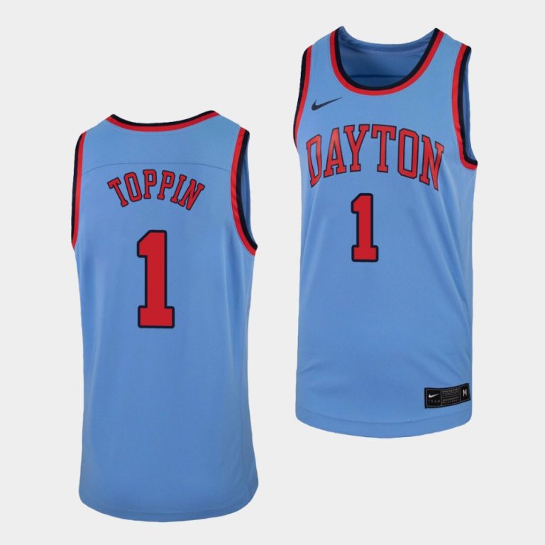 Men Dayton Flyers Dayton Flyers Obi Toppin #1 Light Blue Replica College Basketball Jersey