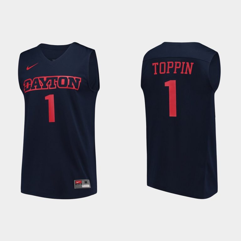 Men Dayton Flyers Obi Toppin #1 College Basketball A-10 Navy Jersey