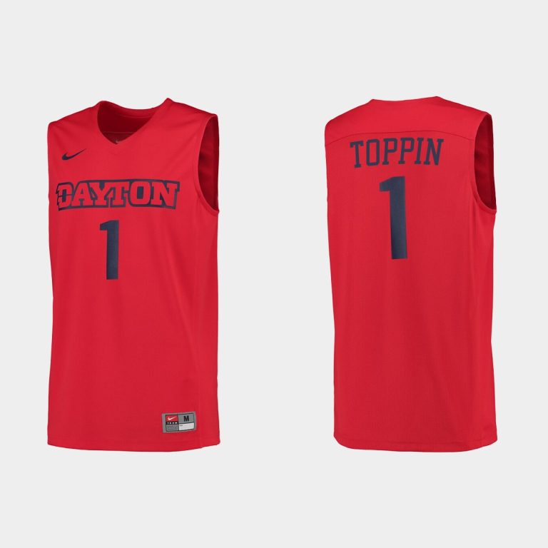 Men Dayton Flyers Obi Toppin #1 College Basketball A-10 Red Jersey