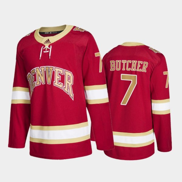 Men Denver Pioneers Will Butcher #7 College Hockey Red Road Jersey