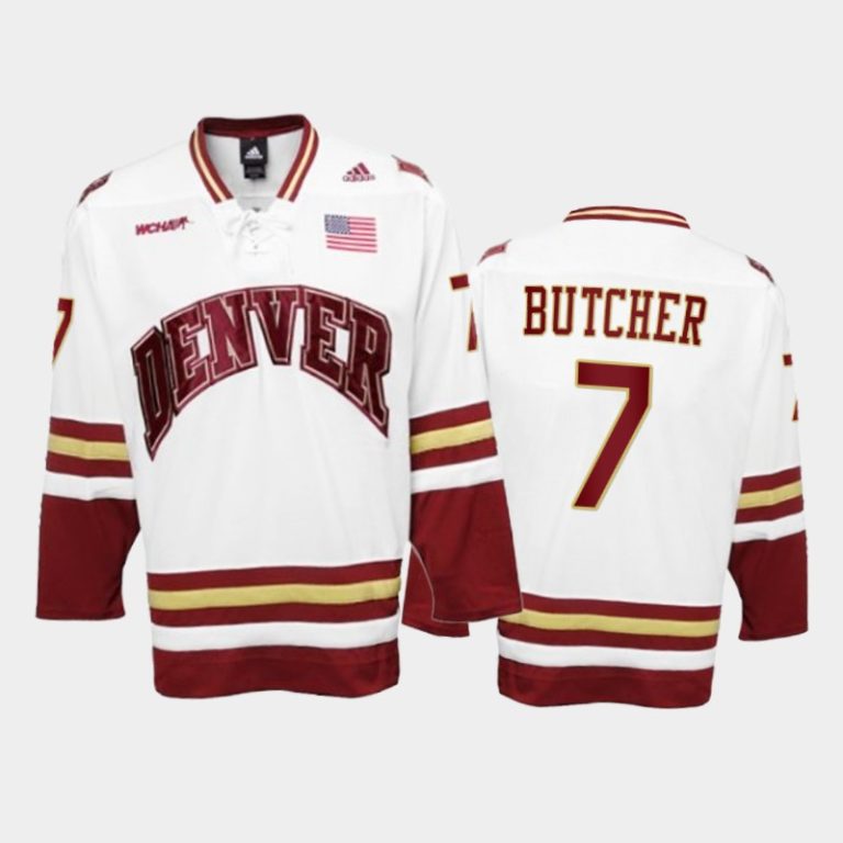 Men Denver Pioneers Will Butcher #7 College Hockey White Premier Jersey