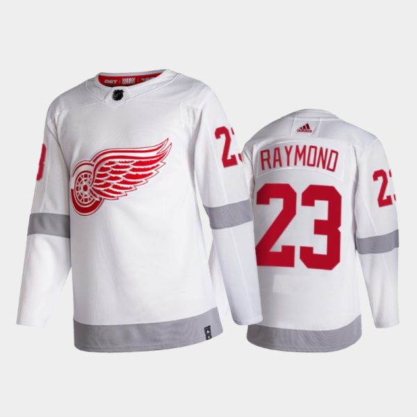 Men Detroit Red Wings Lucas Raymond #23 2021 Reverse Retro White Special Edition Jersey