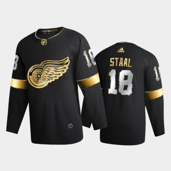 Men Detroit Red Wings Marc Staal #18 2020-21 Golden Black Limited Edition Jersey