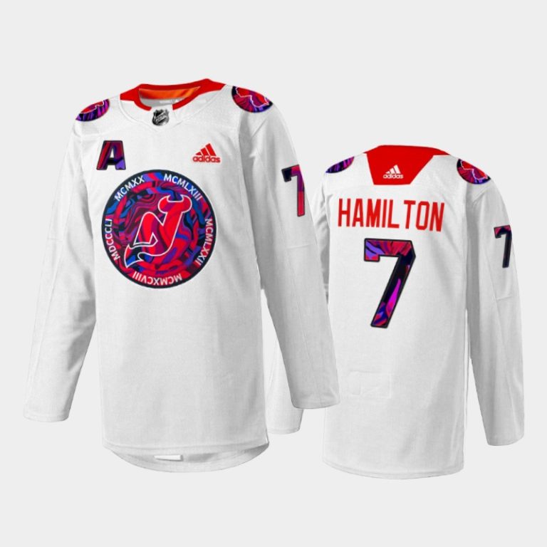 Men Dougie Hamilton New Jersey Devils Gender Equality Night Jersey White #7 Warm-up