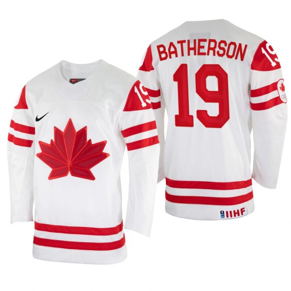 Men Drake Batherson Canada Hockey White Home Jersey 2022 IIHF World Championship