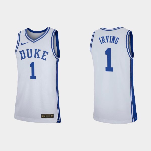 Men Duke Blue Devils #1 Kyrie Irving White Replica Basketball Jersey