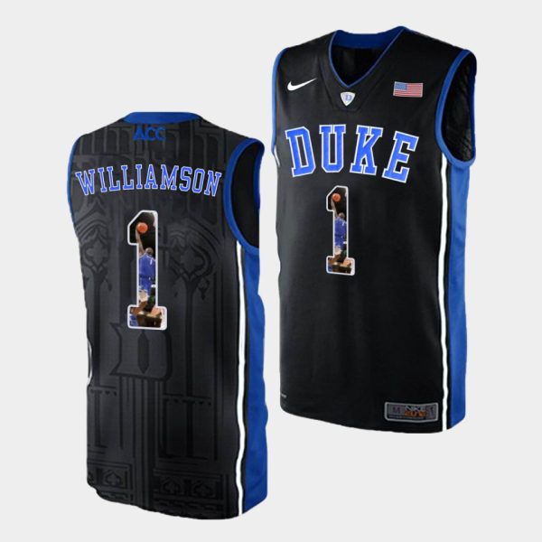 Men Duke Blue Devils #1 Zion Williamson Player Art Jersey - Black