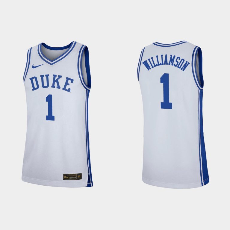 Men Duke Blue Devils #1 Zion Williamson White Replica Basketball Jersey