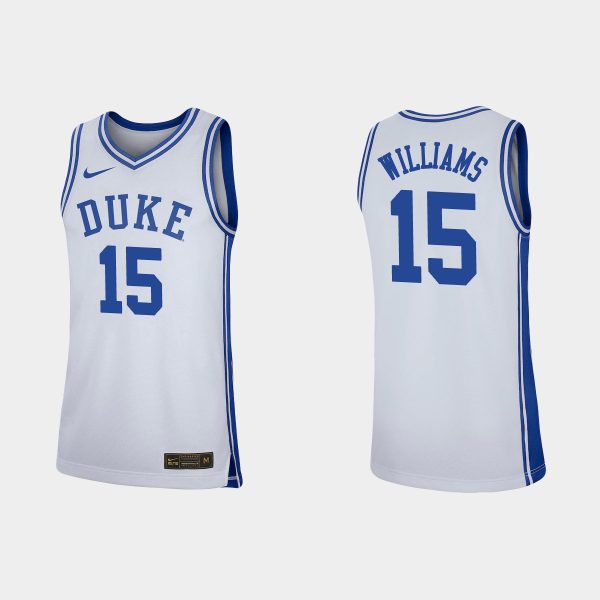 Men Duke Blue Devils #15 Mark Williams White Replica Basketball Jersey