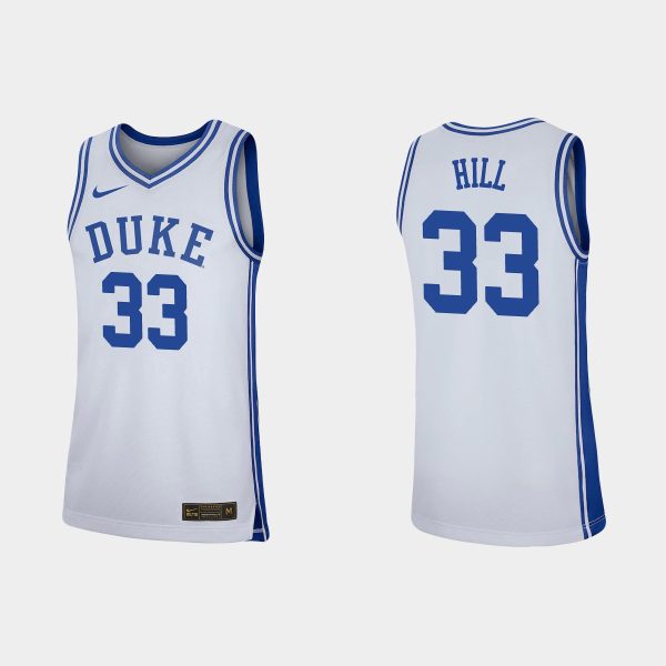 Men Duke Blue Devils #33 Grant Hill White Replica Basketball Jersey