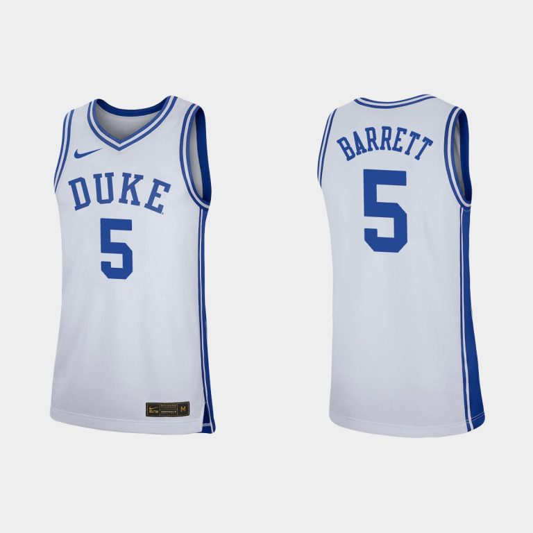 Men Duke Blue Devils #5 RJ Barrett White Replica Basketball Jersey