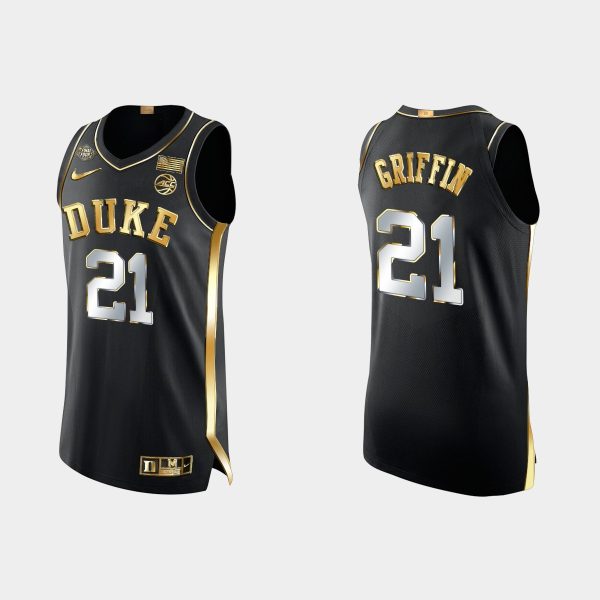 Men Duke Blue Devils AJ Griffin #21 Black 2022 March Madness Golden Edition Jersey