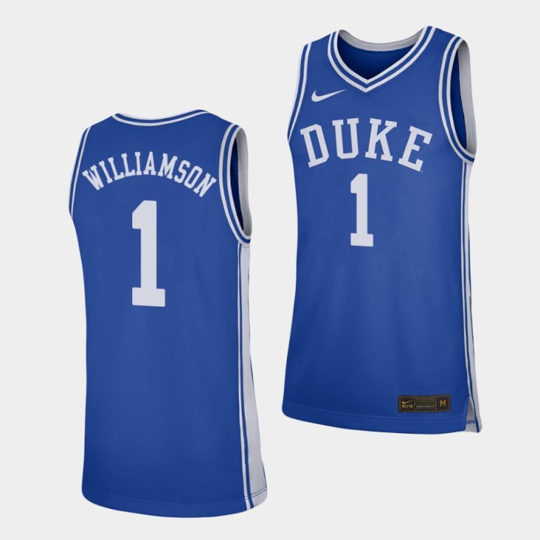 Men Duke Blue Devils Duke Blue Devils Zion Williamson #1 Royal Replica College Basketball Jersey