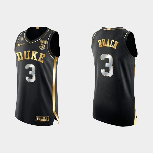 Men Duke Blue Devils Jeremy Roach #3 Black 2022 March Madness Golden Edition Jersey