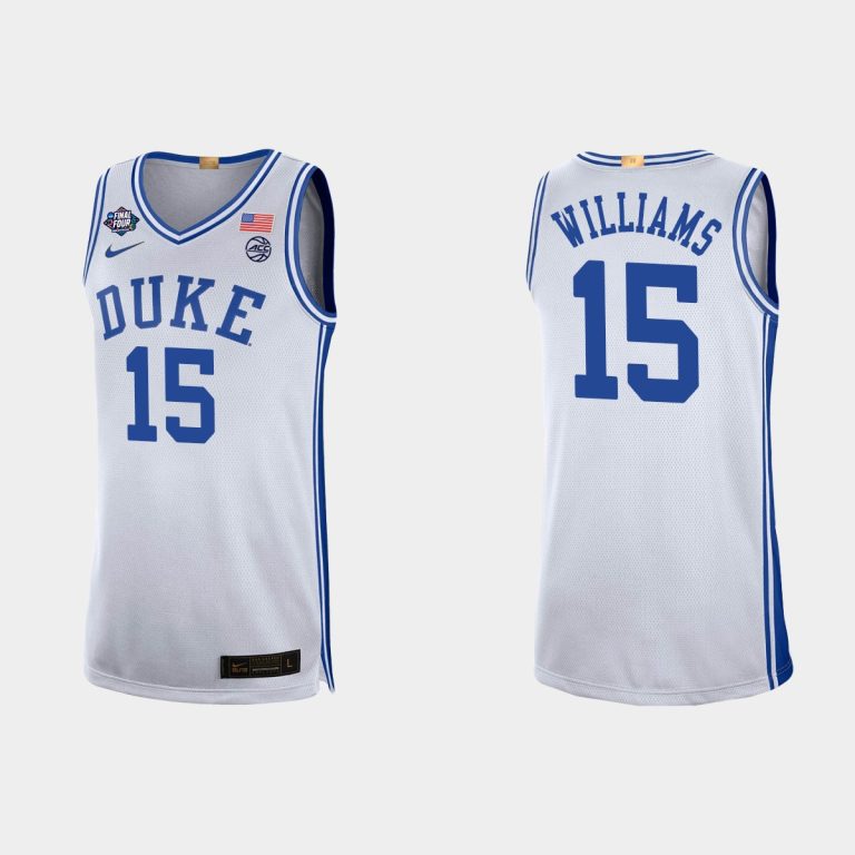 Men Duke Blue Devils Mark Williams #15 2022 NCAA Final Four White Jersey