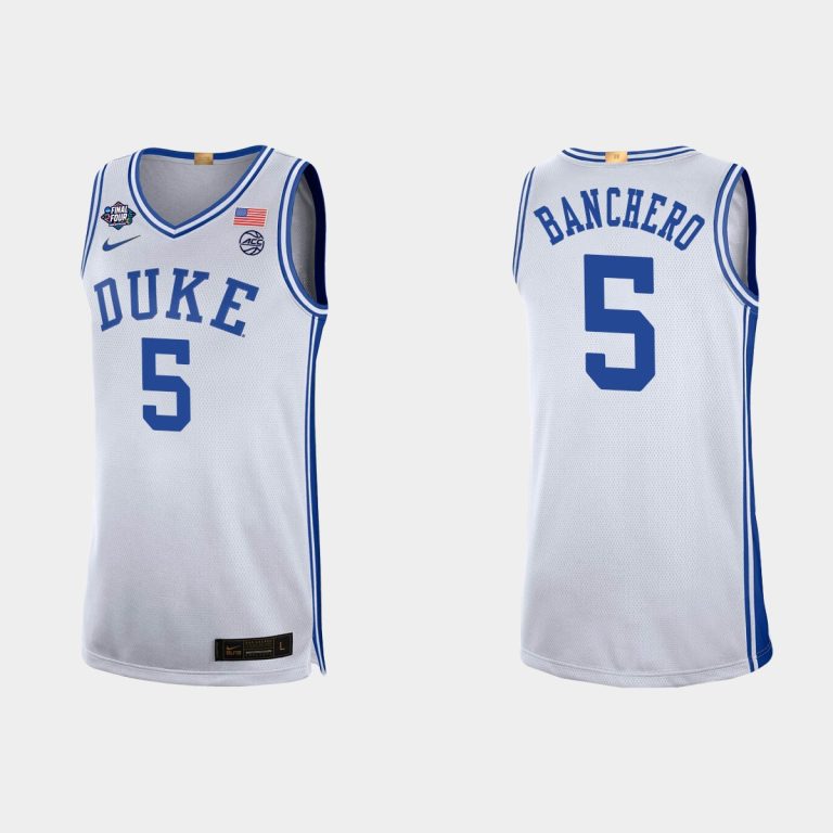 Men Duke Blue Devils Paolo Banchero #5 2022 NCAA Final Four White Jersey