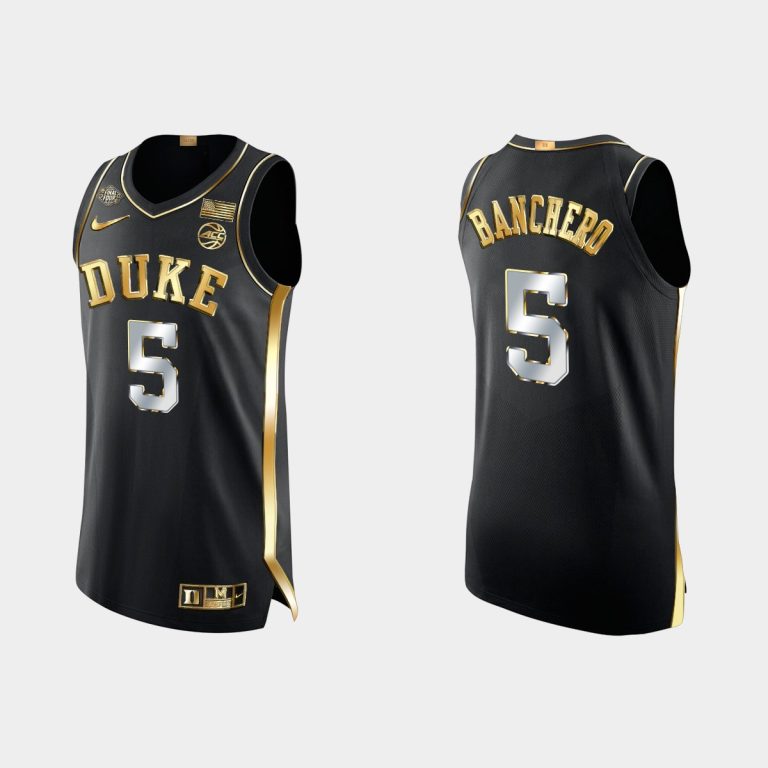 Men Duke Blue Devils Paolo Banchero #5 Black 2022 March Madness Golden Edition Jersey