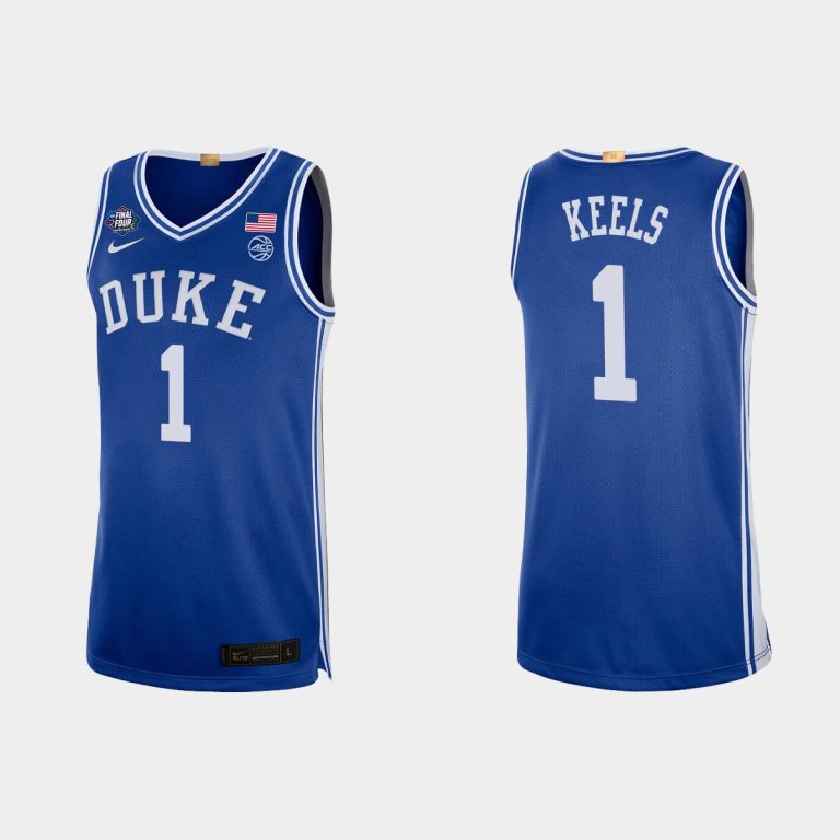 Men Duke Blue Devils Trevor Keels #1 2022 NCAA Final Four Royal Jersey