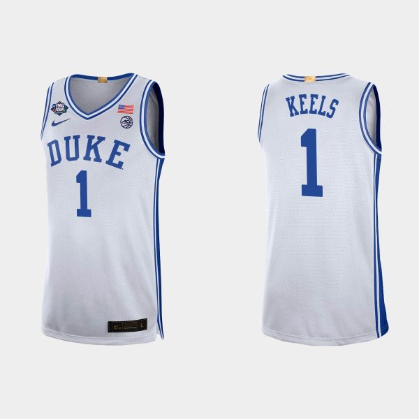 Men Duke Blue Devils Trevor Keels #1 2022 NCAA Final Four White Jersey