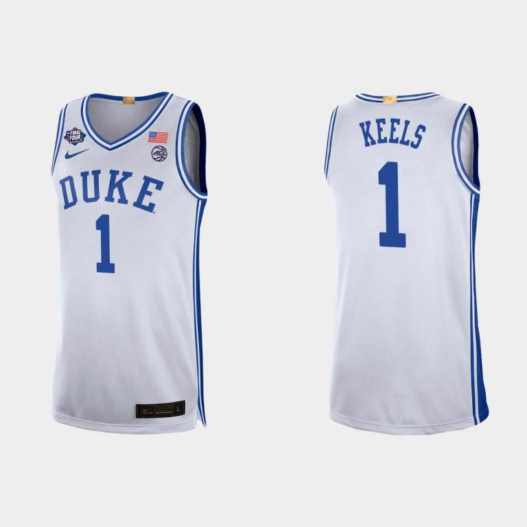 Men Duke Blue Devils Trevor Keels #1 2022 NCAA Final Four White Jersey