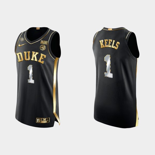 Men Duke Blue Devils Trevor Keels #1 Black 2022 March Madness Golden Edition Jersey