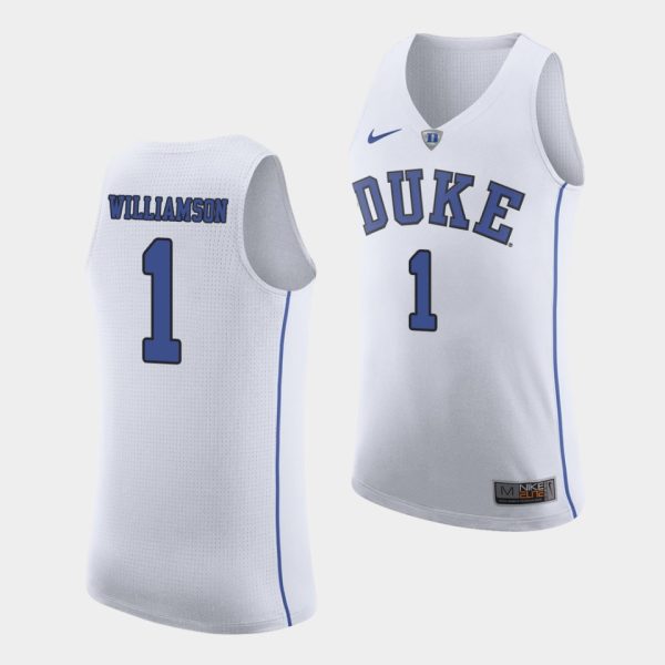 Men Duke Blue Devils Zion Williamson #1 White College Basketball March Madness Jersey