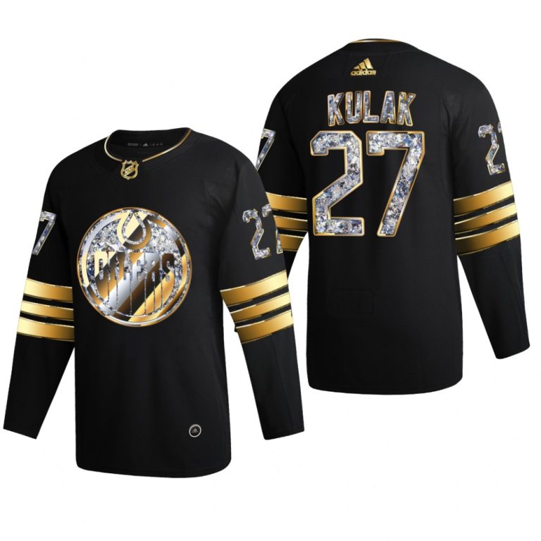 Men Edmonton Oilers Brett Kulak #27 Diamond Edition 2022 Stanley Cup Playoffs Black Jersey