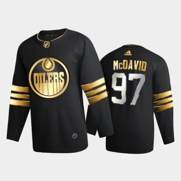 Men Edmonton Oilers Connor McDavid #97 2020-21 Golden Edition Black Limited Jersey