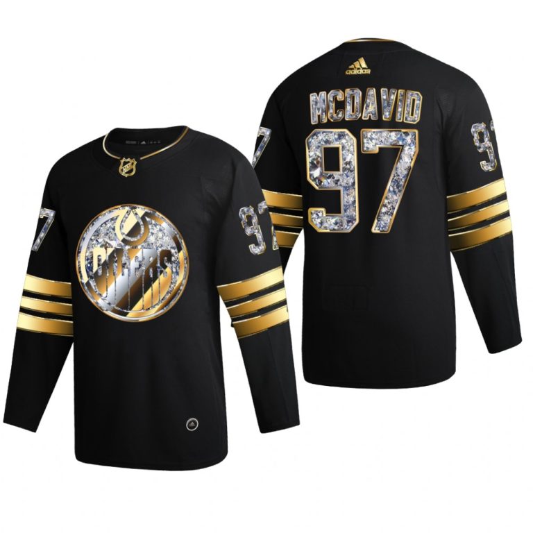 Men Edmonton Oilers Connor McDavid #97 Diamond Edition 2022 Stanley Cup Playoffs Black Jersey