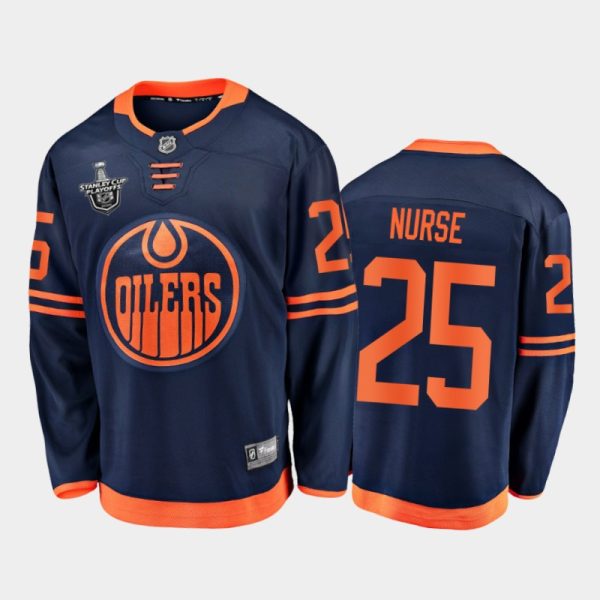 Men Edmonton Oilers Darnell Nurse #25 2020 Stanley Cup Playoffs Navy Alternate Jersey
