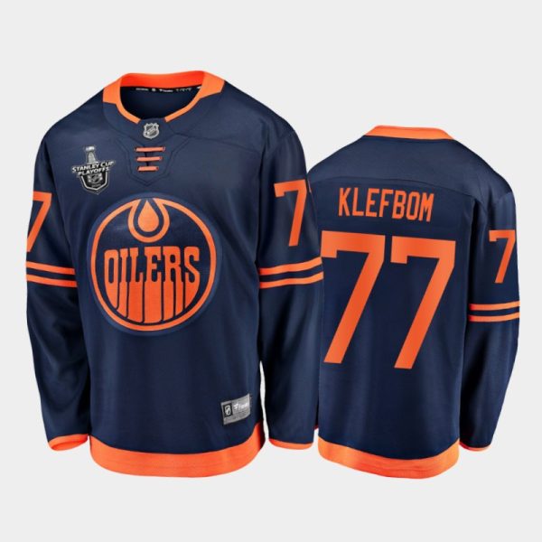Men Edmonton Oilers Oscar Klefbom #77 2020 Stanley Cup Playoffs Navy Alternate Jersey