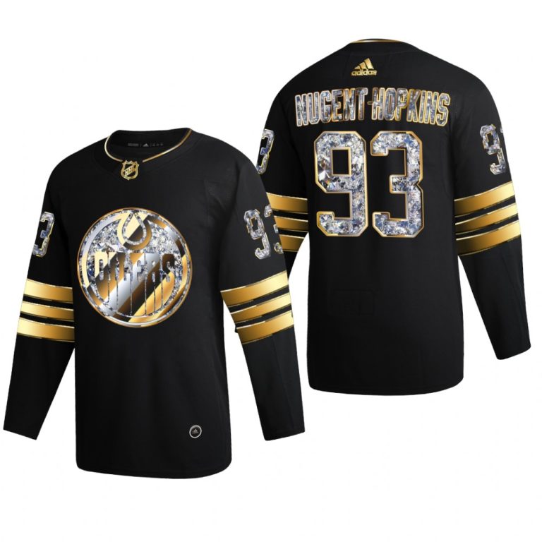 Men Edmonton Oilers Ryan Nugent-Hopkins #93 Diamond Edition 2022 Stanley Cup Playoffs Black Jersey