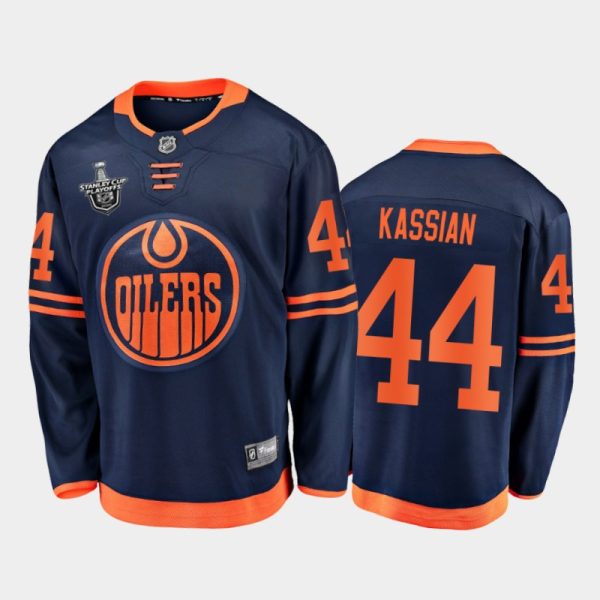 Men Edmonton Oilers Zack Kassian #44 2020 Stanley Cup Playoffs Navy Alternate Jersey
