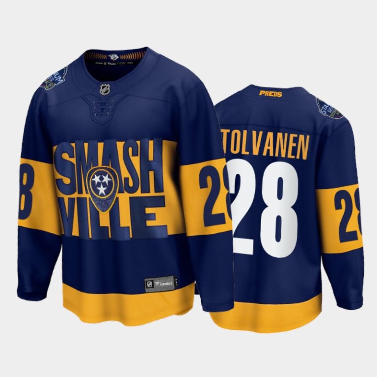 Men Eeli Tolvanen Nashville Predators 2022 Stadium Series Navy Jersey