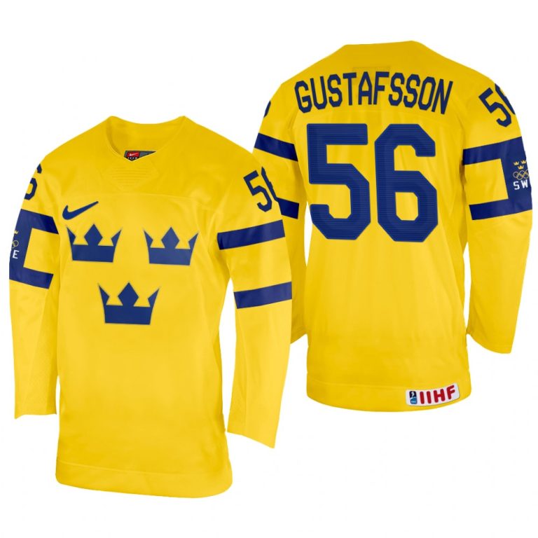 Men Erik Gustafsson Sweden Hockey Yellow Home Jersey 2022 IIHF World Championship