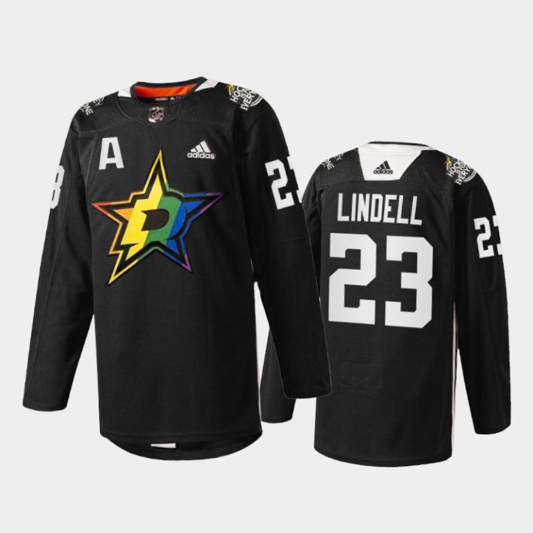 Men Esa Lindell Dallas Stars Pride Night 2022 Jersey Black #23 Warmup