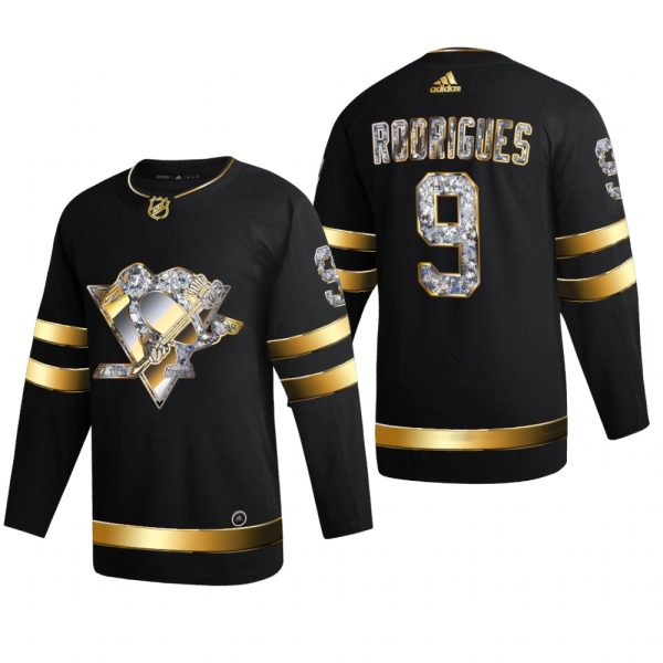 Men Evan Rodrigues #9 Pittsburgh Penguins 2022 Stanley Cup Playoffs Black Diamond Edition Jersey