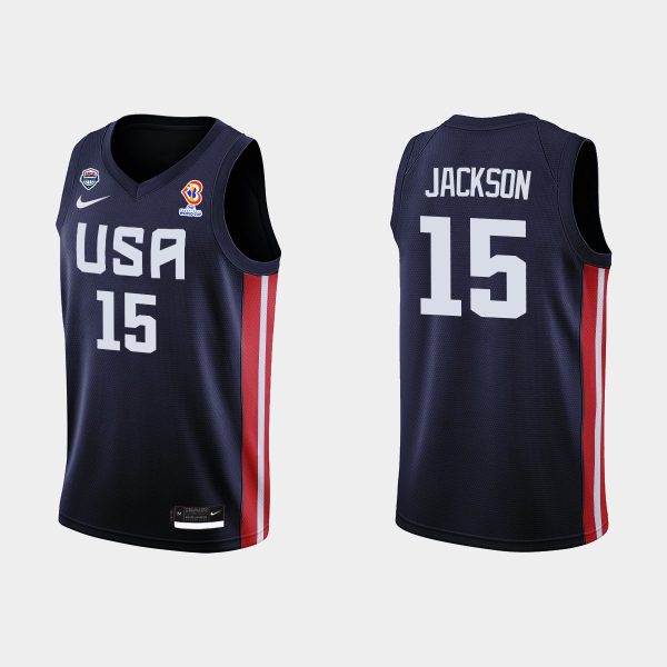 Men FIBA Justin Jackson 2023 FIBA Basketball World Cup Navy Jersey