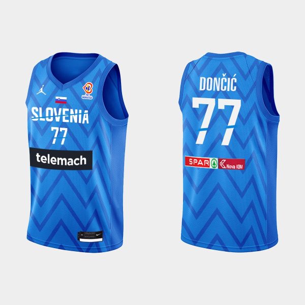 Men FIBA Luka Doncic 2023 FIBA Basketball World Cup Blue Jersey