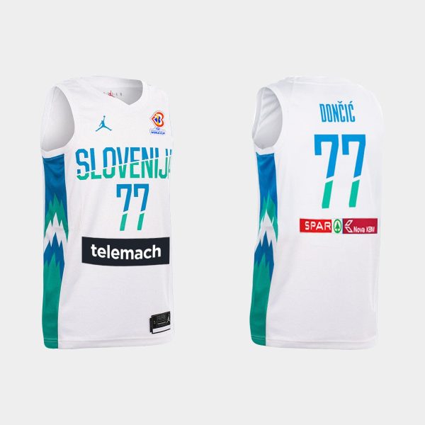 Men FIBA Luka Doncic 2023 FIBA Basketball World Cup White Jersey