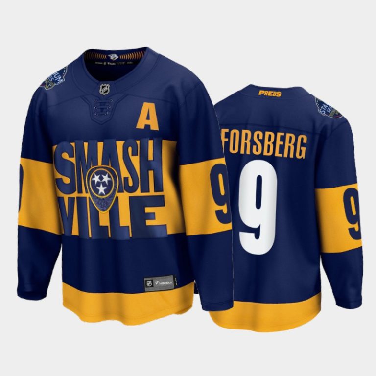 Men Filip Forsberg Nashville Predators 2022 Stadium Series Navy Jersey