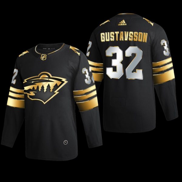 Men Filip Gustavsson #32 Minnesota Wild Golden Edition 2022 Black Jersey
